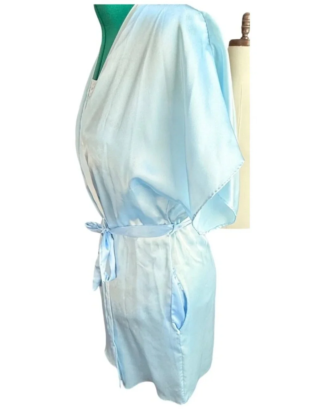 Vintage Light Blue Satin Lace Lingerie Set Medium Texsheen Cinema Etoile 2 pc - Picture 12 of 16